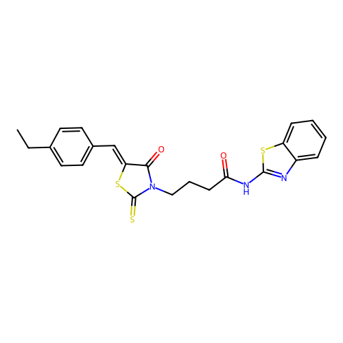 (Z)-N-(benzo[d]thiazol-2-yl)-4-(5-(4-ethylbenzylidene)-4-oxo-2-thioxothiazolidin-3-yl)butanamide structure