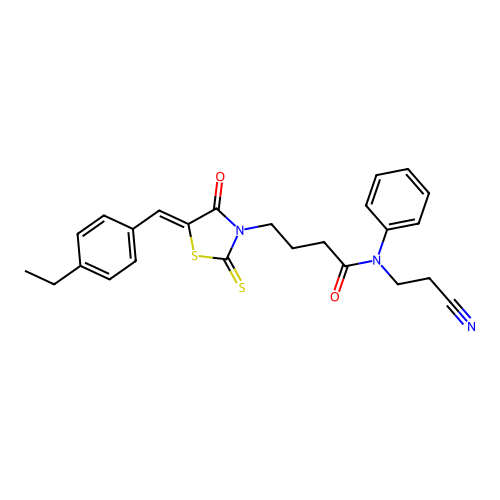 (Z)-N-(2-cyanoethyl)-4-(5-(4-ethylbenzylidene)-4-oxo-2-thioxothiazolidin-3-yl)-N-phenylbutanamide structure