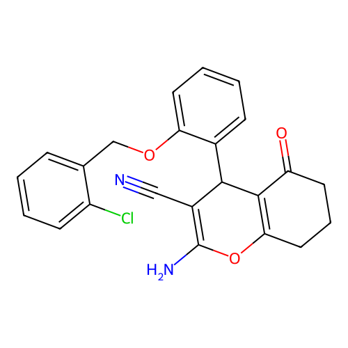 2-amino-4-{2-[(2-chlorobenzyl)oxy]phenyl}-5-oxo-5,6,7,8-tetrahydro-4H-chromene-3-carbonitrile structure