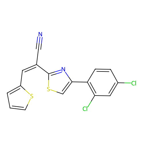 (2Z)-2-[4-(2,4-dichlorophenyl)-1,3-thiazol-2-yl]-3-(thiophen-2-yl)prop-2-enenitrile structure