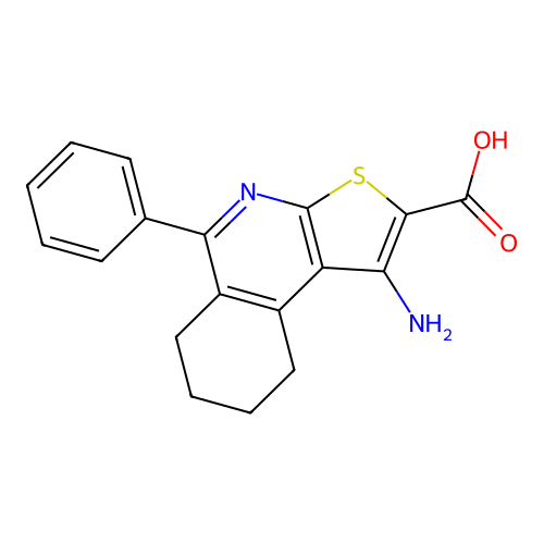 1-Amino-5-phenyl-6,7,8,9-tetrahydrothieno[2,3-c]isoquinoline-2-carboxylic acid structure