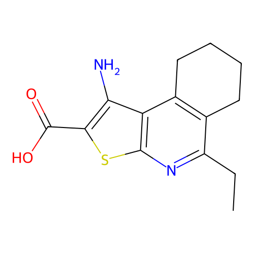 1-Amino-5-ethyl-6,7,8,9-tetrahydrothieno[2,3-c]isoquinoline-2-carboxylic acid structure