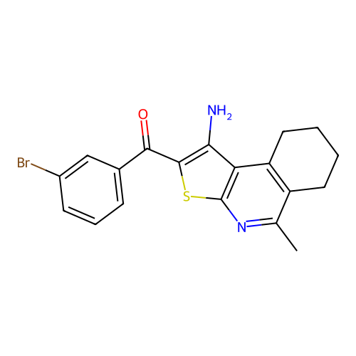 (1-amino-5-methyl-6,7,8,9-tetrahydrothieno[2,3-c]isoquinolin-2-yl)(3-bromophenyl)methanone structure