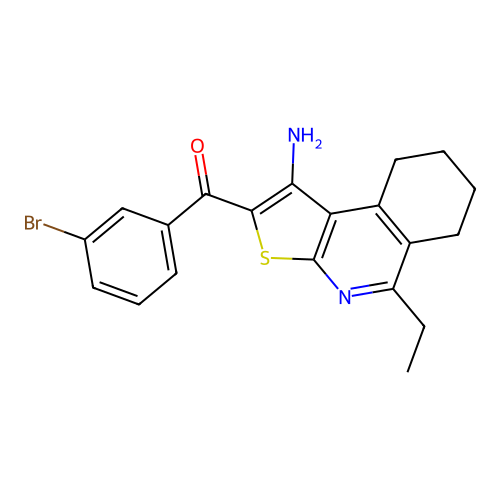 (1-amino-5-ethyl-6,7,8,9-tetrahydrothieno[2,3-c]isoquinolin-2-yl)(3-bromophenyl)methanone structure