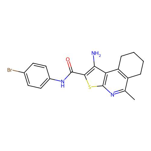 1-amino-N-(4-bromophenyl)-5-methyl-6,7,8,9-tetrahydrothieno[2,3-c]isoquinoline-2-carboxamide structure