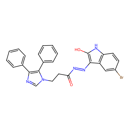 (Z)-N'-(5-bromo-2-oxoindolin-3-ylidene)-3-(4,5-diphenyl-1H-imidazol-1-yl)propanehydrazide structure