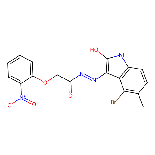 N'-(4-bromo-5-methyl-2-oxoindol-3-yl)-2-(2-nitrophenoxy)acetohydrazide structure