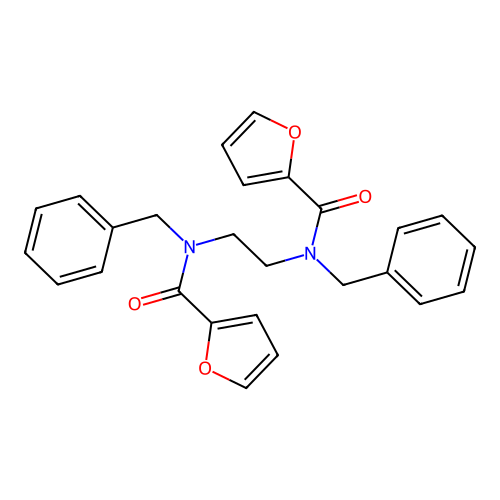 N,N'-1,2-ethanediylbis(N-benzyl-2-furamide) structure