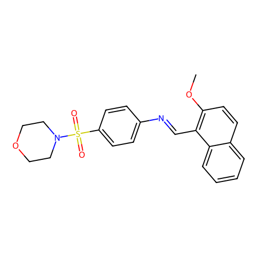 N-[(2-methoxy-1-naphthyl)methylene]-4-(4-morpholinylsulfonyl)aniline structure