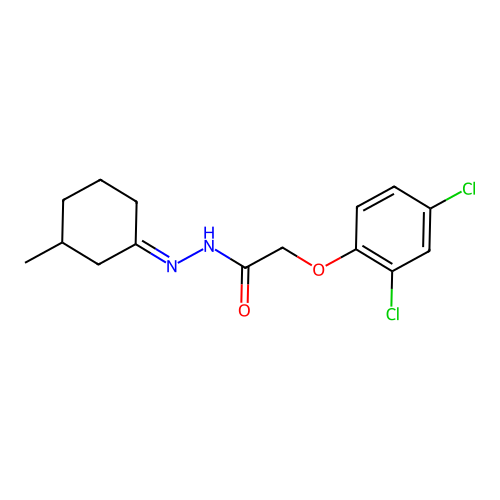 2-(2,4-dichlorophenoxy)-N'-(3-methylcyclohexylidene)acetohydrazide structure