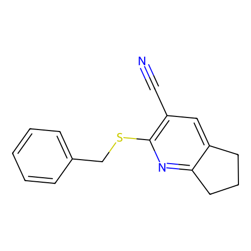 2-(benzylsulfanyl)-6,7-dihydro-5H-cyclopenta[b]pyridine-3-carbonitrile structure