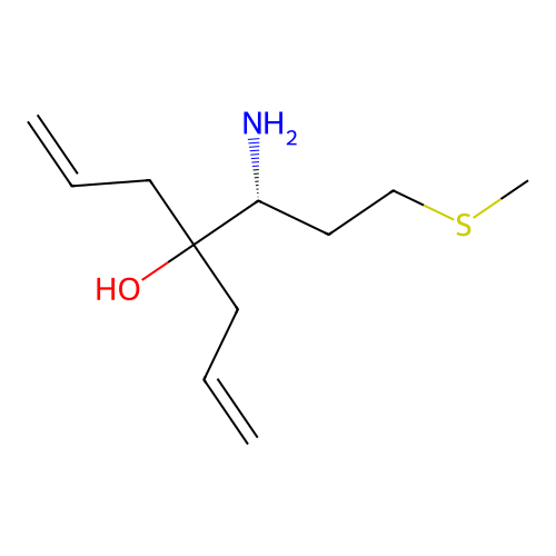 4-[(1R)-1-amino-3-methylsulfanylpropyl]hepta-1,6-dien-4-ol structure