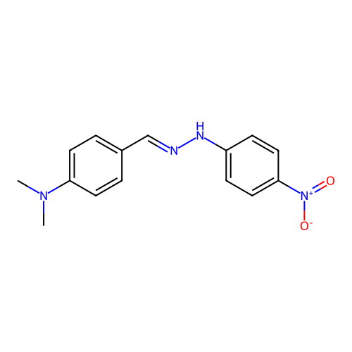 4-Dimethylaminobenzaldehyde-4-nitrophenylhydrazone structure