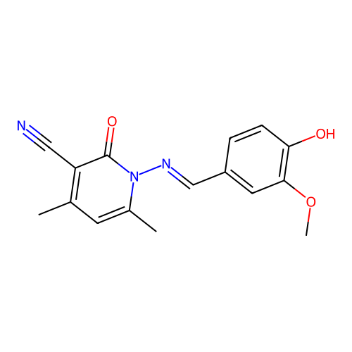 1,2-Dihydro-4,6-dimethyl-2-oxo-1-(vanillylideneamino)nicotinonitrile structure