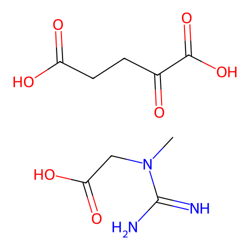 Glycine, N-(aminoiminomethyl)-N-methyl-, 2-oxopentanedioate (1:1) structure