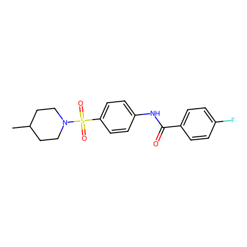 4-fluoro-N-{4-[(4-methyl-1-piperidinyl)sulfonyl]phenyl}benzamide structure
