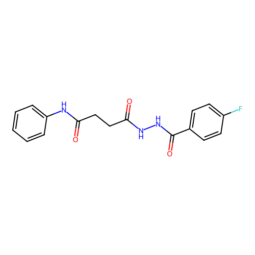4-[2-(4-fluorobenzoyl)hydrazino]-4-oxo-N-phenylbutanamide structure