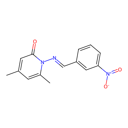 4,6-dimethyl-1-[(E)-(3-nitrophenyl)methylideneamino]pyridin-2-one structure