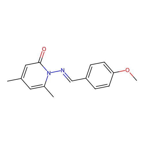 1-[(4-methoxybenzylidene)amino]-4,6-dimethyl-2(1H)-pyridinone structure