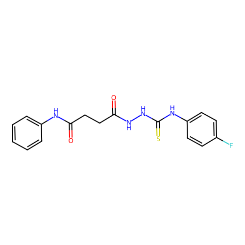 4-(2-{[(4-fluorophenyl)amino]carbonothioyl}hydrazino)-4-oxo-N-phenylbutanamide structure