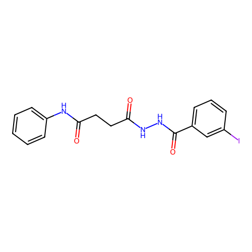 4-{2-[(3-iodophenyl)carbonyl]hydrazinyl}-4-oxo-N-phenylbutanamide structure