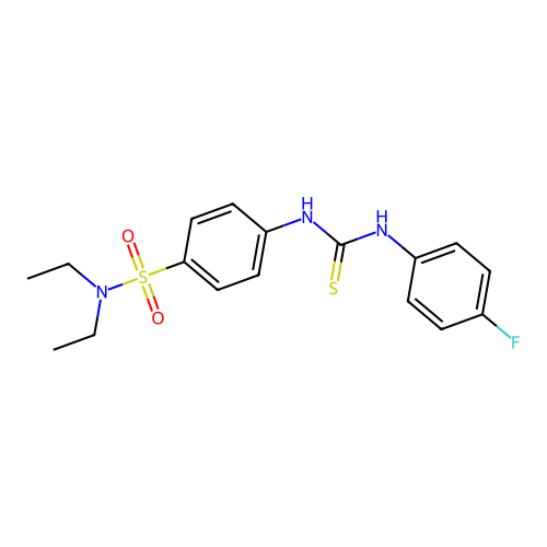 N,N-diethyl-4-({[(4-fluorophenyl)amino]carbonothioyl}amino)benzenesulfonamide structure