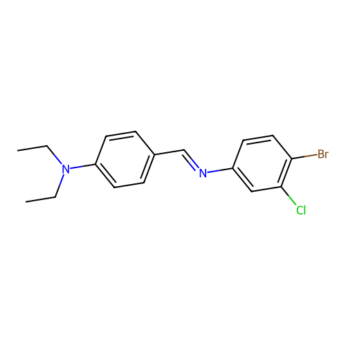 4-[(4-bromo-3-chlorophenyl)iminomethyl]-N,N-diethylaniline structure