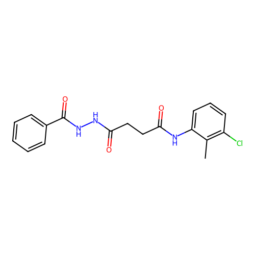 4-(2-benzoylhydrazino)-N-(3-chloro-2-methylphenyl)-4-oxobutanamide structure