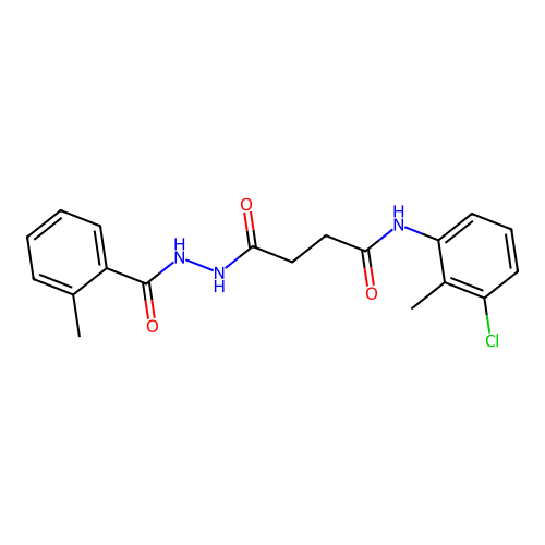 N-(3-chloro-2-methylphenyl)-4-[2-(2-methylbenzoyl)hydrazino]-4-oxobutanamide structure