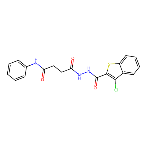 4-{2-[(3-chloro-1-benzothien-2-yl)carbonyl]hydrazino}-4-oxo-N-phenylbutanamide structure