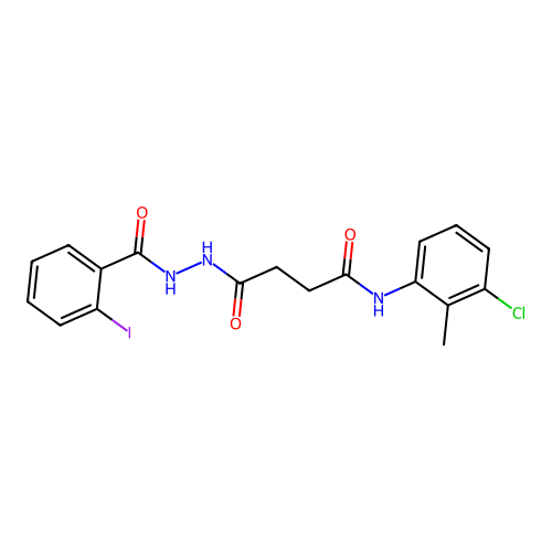 N-(3-chloro-2-methylphenyl)-4-[2-(2-iodobenzoyl)hydrazino]-4-oxobutanamide structure