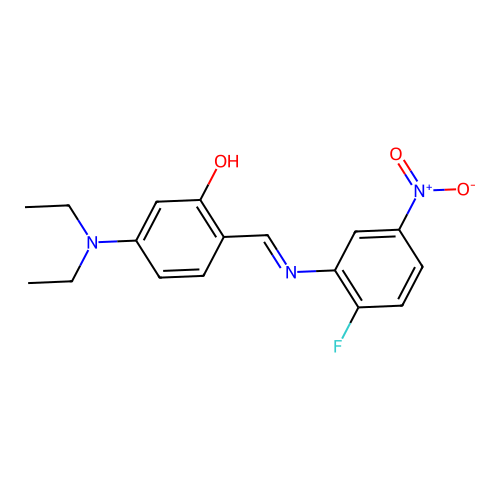 5-(Diethylamino)-2-[({2-fluoro-5-nitrophenyl}imino)methyl]phenol structure