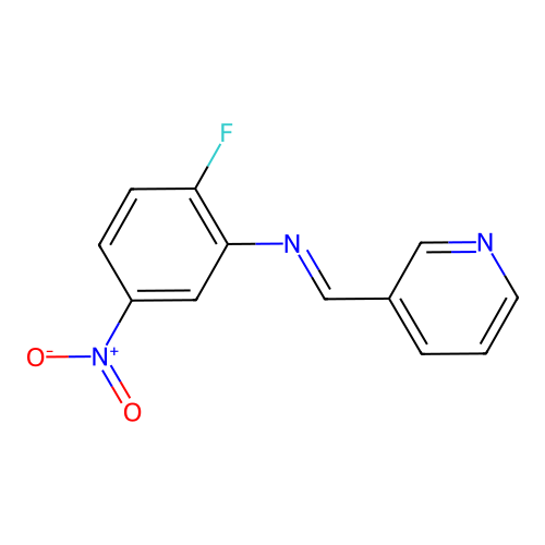3-[({2-Fluoro-5-nitrophenyl}imino)methyl]pyridine structure