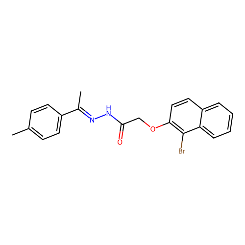 2-[(1-bromo-2-naphthyl)oxy]-N'-[1-(4-methylphenyl)ethylidene]acetohydrazide structure