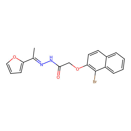 2-[(1-bromonaphthalen-2-yl)oxy]-N'-[(1E)-1-(furan-2-yl)ethylidene]acetohydrazide structure