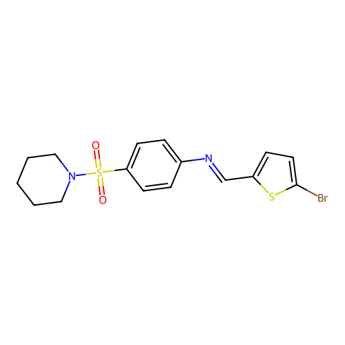 1-(5-bromothiophen-2-yl)-N-(4-piperidin-1-ylsulfonylphenyl)methanimine structure