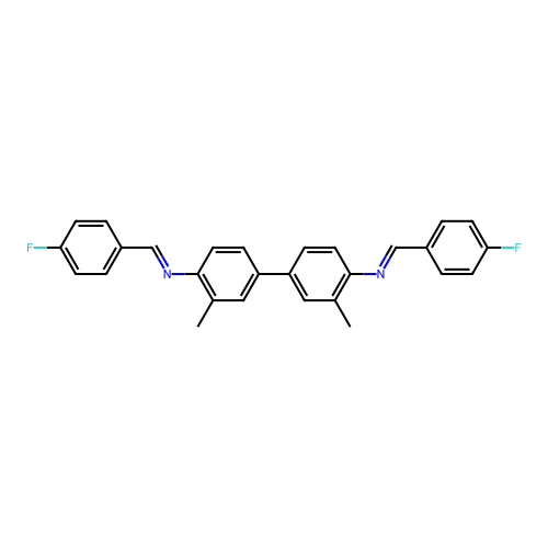 N,N'-bis(4-fluorobenzylidene)-3,3'-dimethyl-4,4'-biphenyldiamine structure