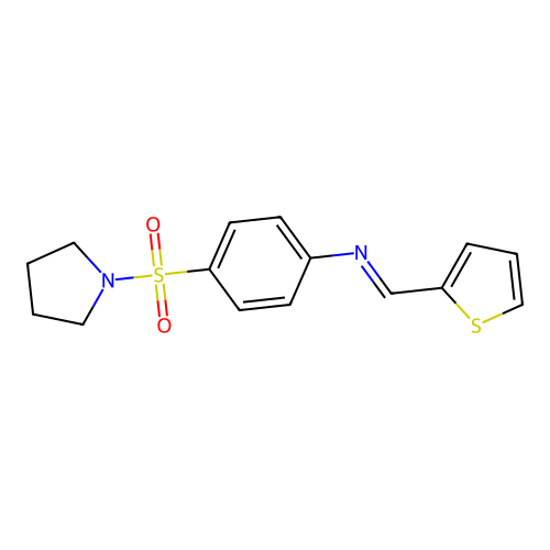 4-(1-pyrrolidinylsulfonyl)-N-(2-thienylmethylene)aniline structure
