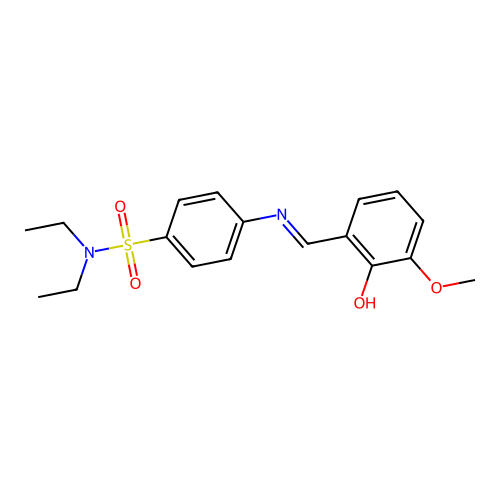 N,N-diethyl-4-[(2-hydroxy-3-methoxybenzylidene)amino]benzenesulfonamide structure