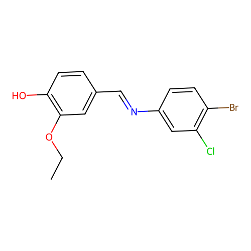 4-{(E)-[(4-bromo-3-chlorophenyl)imino]methyl}-2-ethoxyphenol structure