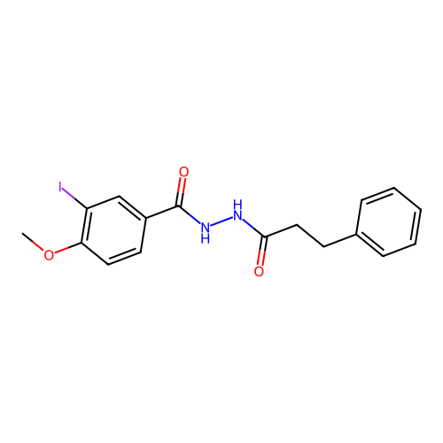 3-iodo-4-methoxy-N'-(3-phenylpropanoyl)benzohydrazide structure