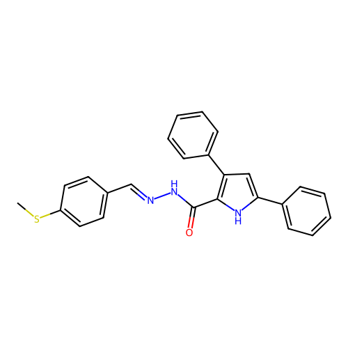 N'-[4-(methylsulfanyl)benzylidene]-3,5-diphenyl-1H-pyrrole-2-carbohydrazide structure