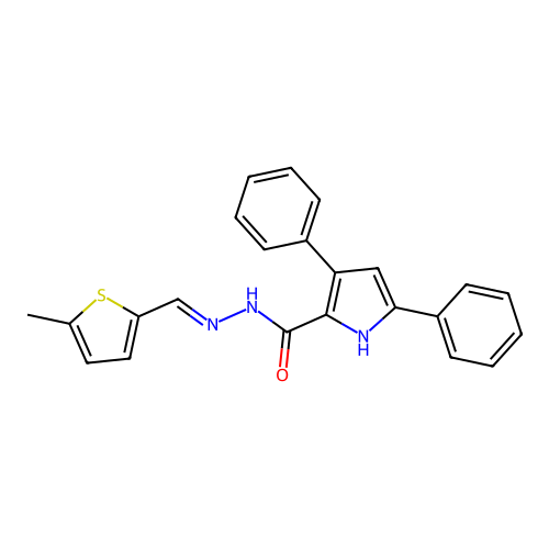 N'-[(5-methyl-2-thienyl)methylene]-3,5-diphenyl-1H-pyrrole-2-carbohydrazide structure