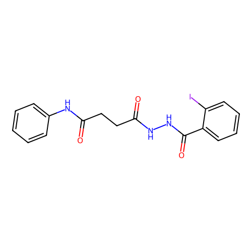 4-[2-(2-iodobenzoyl)hydrazino]-4-oxo-N-phenylbutanamide structure