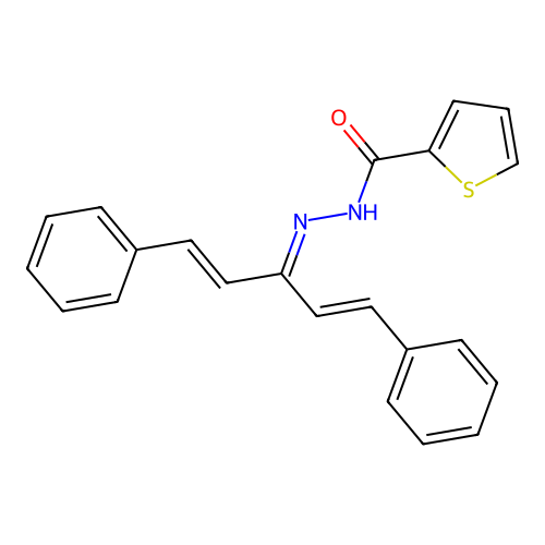 N'-[3-phenyl-1-(2-phenylvinyl)prop-2-enylidene]thiophene-2-carbohydrazide structure