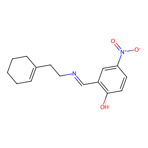 2-({[2-(1-Cyclohexen-1-yl)ethyl]imino}methyl)-4-nitrophenol structure