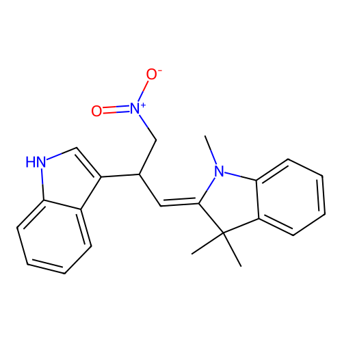 (2Z)-2-[2-(1H-indol-3-yl)-3-nitropropylidene]-1,3,3-trimethylindole structure
