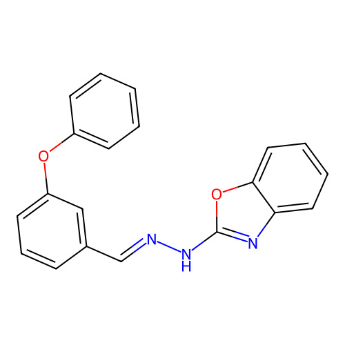 2-[(2E)-2-(3-phenoxybenzylidene)hydrazinyl]-1,3-benzoxazole structure