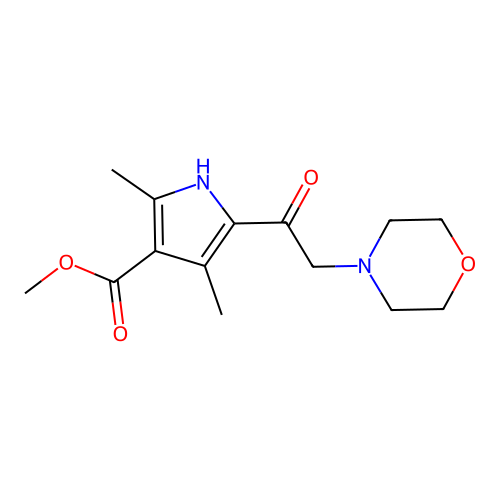 Methyl 2,4-dimethyl-5-(2-morpholin-4-ylacetyl)pyrrole-3-carboxylate structure