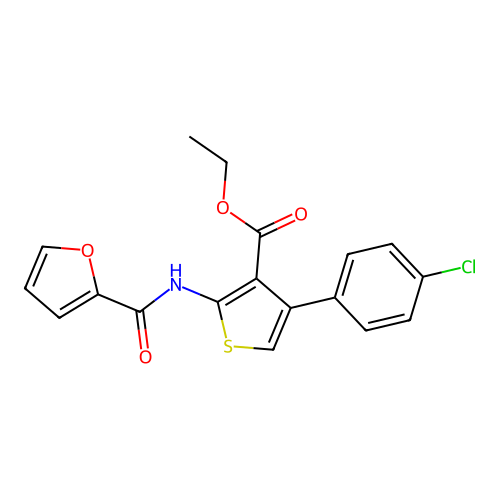 Ethyl 4-(4-chlorophenyl)-2-(furan-2-carbonylamino)thiophene-3-carboxylate structure